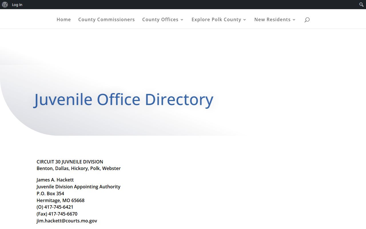 Hickory County Circuit Court 30th Judicial Circuit juvenile office directory