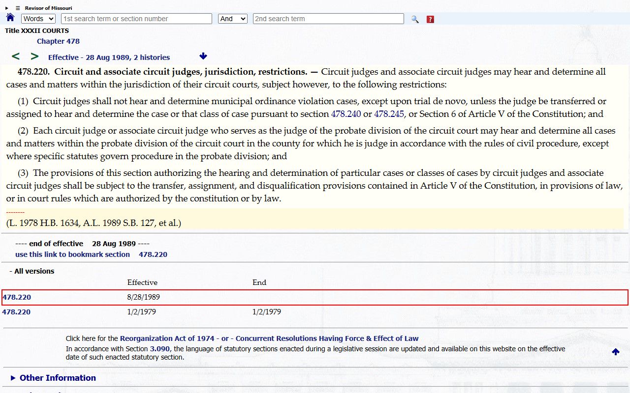 Hickory County Circuit Court Missouri circuit and associate circuit judge jurisdiction statute